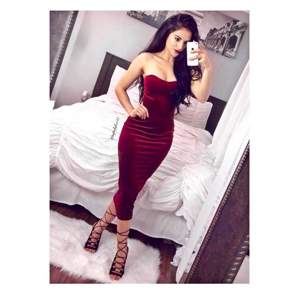 Burgundy Velvet Dress